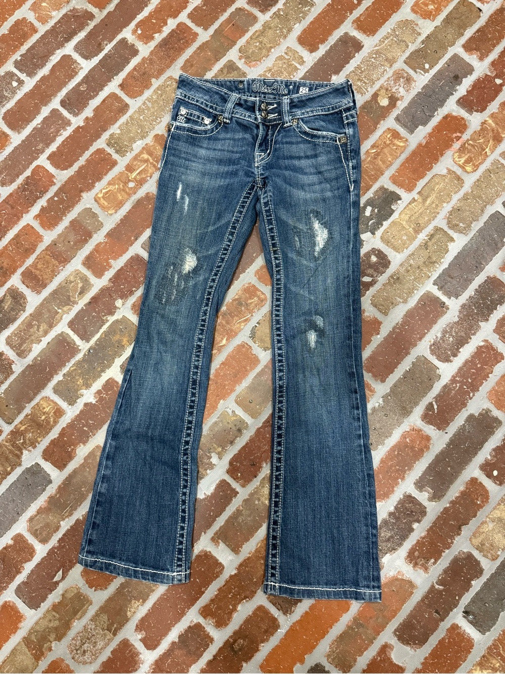 Miss Me Distressed Dark Blue Flare Jeans